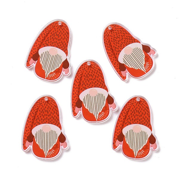 

PandaHall Christmas Transparent Printed Acrylic Pendants, for Earrings Accessories, Dwarf, Orange Red, 34.5x25x2.5mm, Hole: 1.6mm Acrylic...