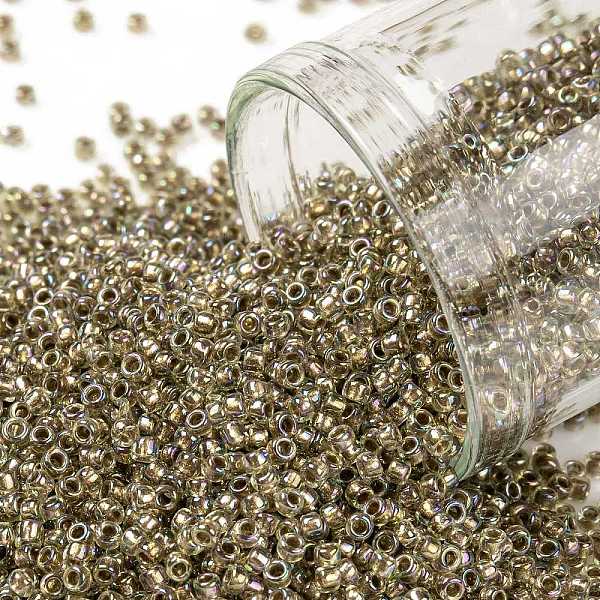 

PandaHall TOHO Round Seed Beads, Japanese Seed Beads, (998) Gilt Lined AB Light Jonquil, 15/0, 1.5mm, Hole: 0.7mm, about 135000pcs/pound..., Green