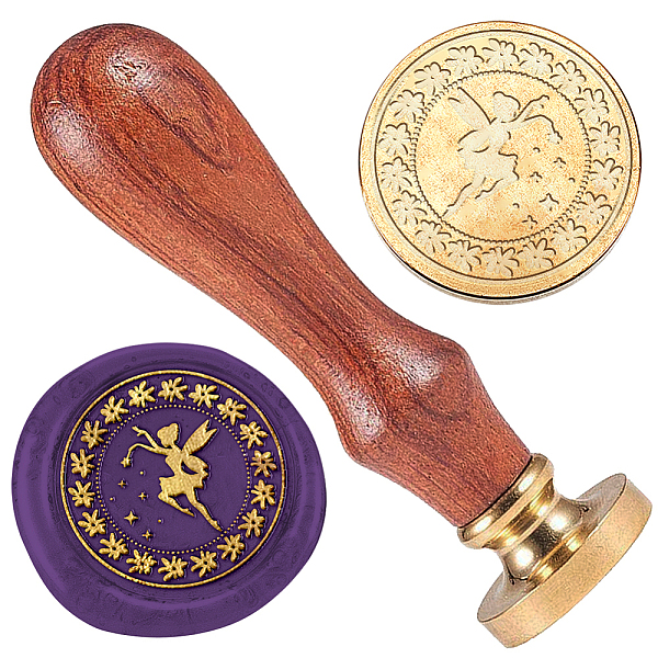 

PandaHall Wax Seal Stamp Set, 1Pc Golden Tone Sealing Wax Stamp Solid Brass Head, with 1Pc Wood Handle, for Envelopes Invitations, Gift Card...