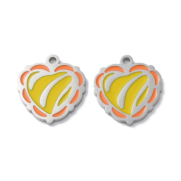 

PandaHall 304 Stainless Steel Pendants, with Enamel, Heart Charm, Stainless Steel Color, 16x15x1.5mm, Hole: 1.5mm Stainless Steel+Enamel..., Gold