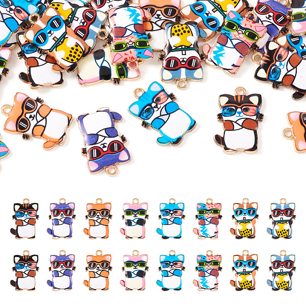 

PandaHall 32Pcs 8 Colors Zinc Alloy Pendants, with Enamel, Light Gold, Cat Charm, Mixed Color, 22.5x14.5x2mm, Hole: 1.5mm, 4pcs/color..., Multicolor