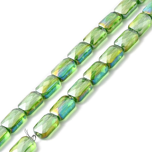 

PandaHall Transparent Electroplate Glass Beads Strands, Rainbow Plated, Faceted, Rectangle, Lime Green, 9x6x4mm, Hole: 1.2mm, about...