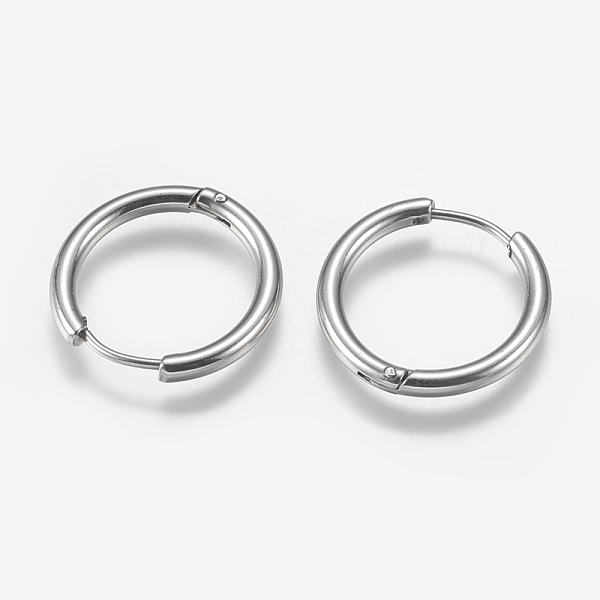 

PandaHall 201 Stainless Steel Huggie Hoop Earrings Findings, with 304 Stainless Steel Pins, Stainless Steel Color, 20x20.5x2.5mm, 10 Gauge...
