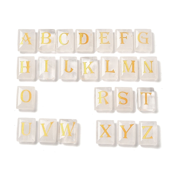 

PandaHall 26Pcs Natural Quartz Crystal Healing Rectangle with Letter A~Z Display Decorations, Reiki Energy Stone Ornament, 20x15x6.5mm...