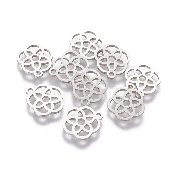 

PandaHall 201 Stainless Steel Charms, Laser Cut, Flower, Stainless Steel Color, 13.5x12x1.2mm, Hole: 1.5mm 201 Stainless Steel Flower