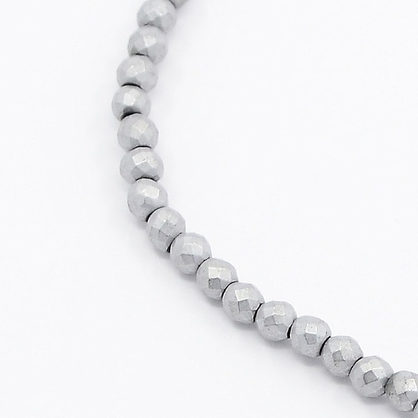 

PandaHall Frosted Electroplate Non-magnetic Synthetic Hematite Round Beads Strands, Faceted, Platinum Plated, 2x2mm, Hole: 1mm, about...