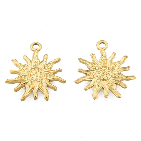 

PandaHall 201 Stainless Steel Pendants, Sun, Real 18K Gold Plated, 22.5x20x2mm, Hole: 1.8mm 201 Stainless Steel Sun