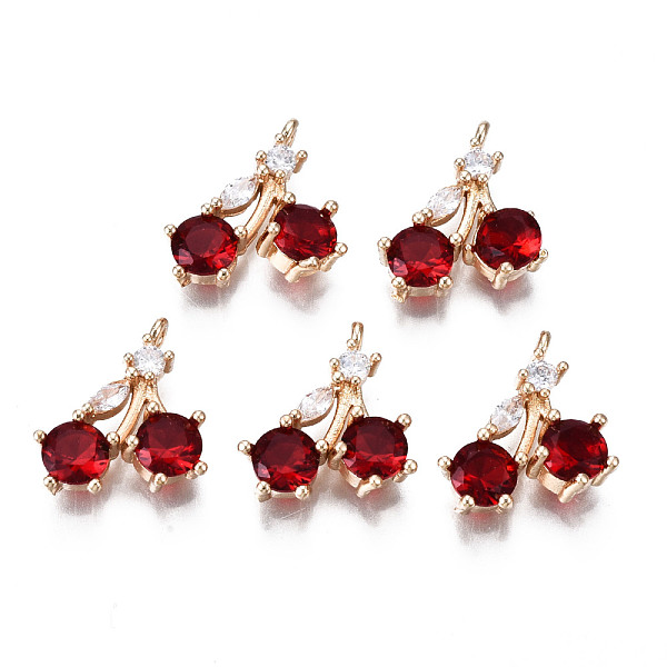 

PandaHall Brass Micro Pave Clear Cubic Zirconia Charms, with Glass, Light Gold, Long-Lasting Plated, Cadmium Free & Lead Free, Cherry, Red...