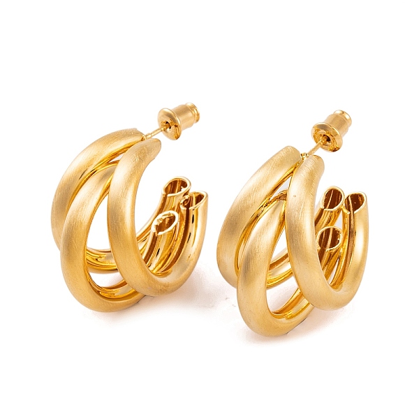 C-Shaped Brass Multi-Strand Half Hoop Stud Earrings For Women