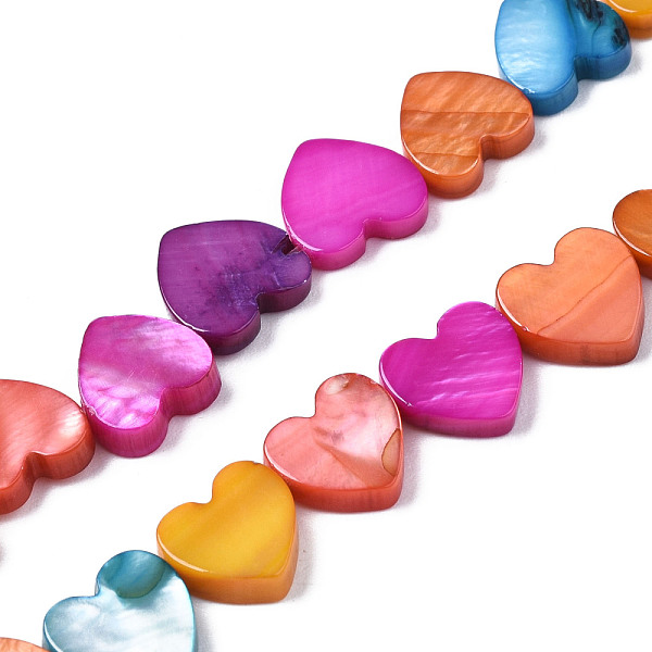 

PandaHall Natural Freshwater Shell Beads Strands, Dyed, Heart, Colorful, 8~9x8~9x2~3mm, Hole: 0.6mm, about 45pcs/strand, 15.24 inch(38.7cm)..., Multicolor