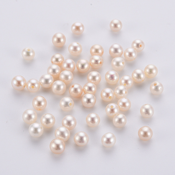 

PandaHall Natural Cultured Freshwater Pearl Beads, Half Drilled, Round, Floral White, 4.5~5mm, Hole: 0.8mm Pearl Round