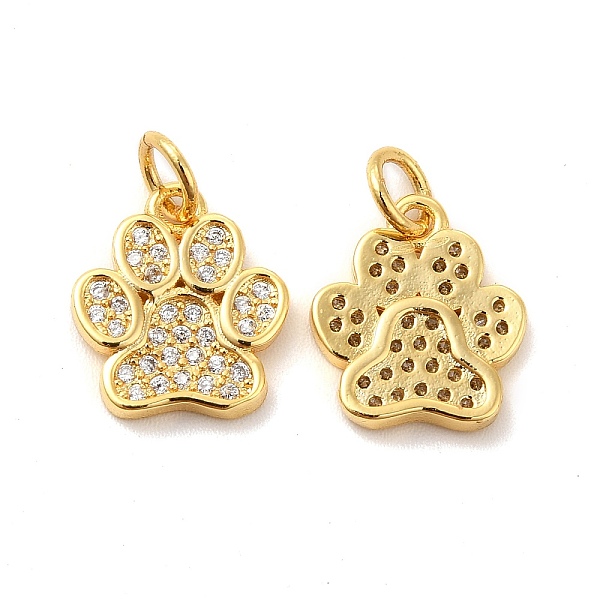 

PandaHall Rack Plating Brass Micro Pave Cubic Zirconia Charms, Dog Paw Print Charm, with Jump Ring, Long-Lasting Plated, Lead Free & Cadmium..., Clear
