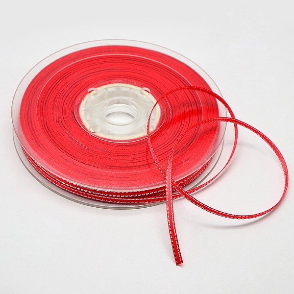 

PandaHall Wired Grosgrain Ribbon, Christmas Ribbon, for Gift Packing Wedding Festival Decoration, Red, 1/4 inch(6mm), about 100yards/roll...
