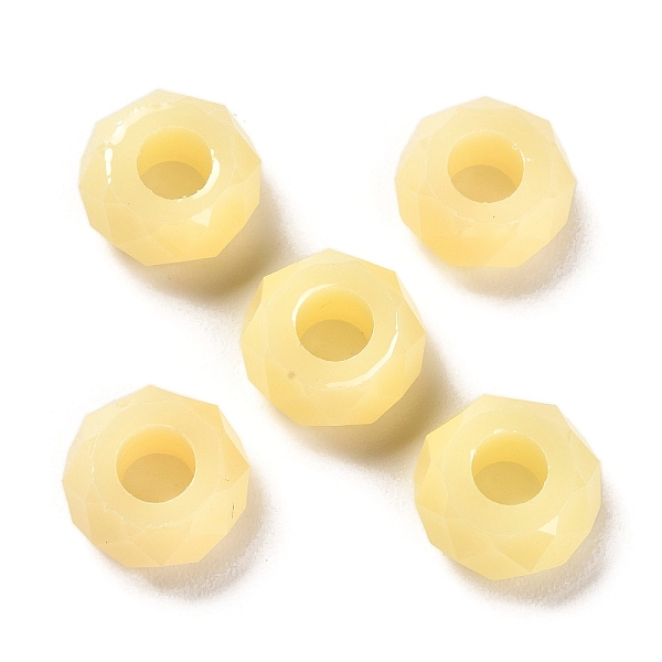 

PandaHall Resin European Beads, Large Hole Beads, Faceted, Rondelle, Lemon Chiffon, 13.5x8mm, Hole: 5.5mm Resin Rondelle