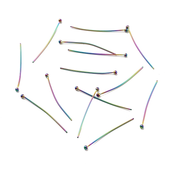 

PandaHall Ion Plating(IP) 304 Stainless Steel Ball Head Pins, Rainbow Color, 30x0.6mm, 22 Gauge, Head: 1.9mm 304 Stainless Steel