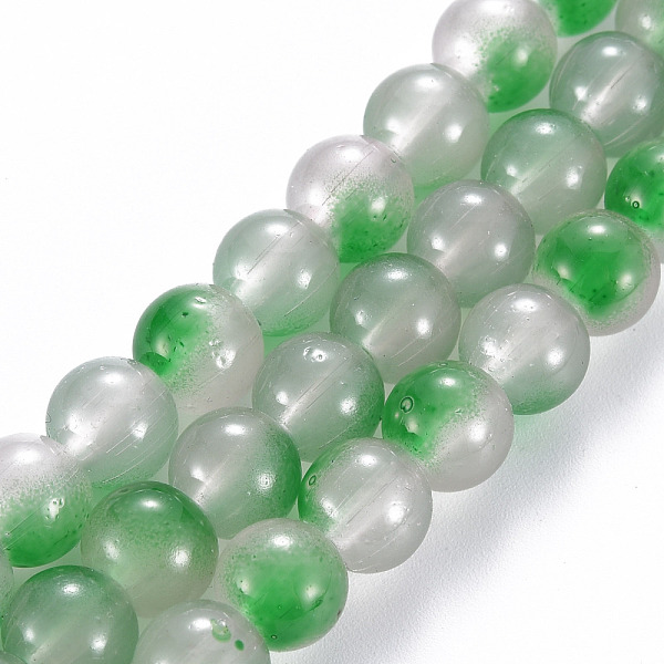 

PandaHall Spray Painted Glass Beads Strands, Round, Gainsboro, 8x7.5mm, Hole: 1.4mm, about 50~51pcs/strand, 14.57~14.96 inches(37~38cm)..., Gray