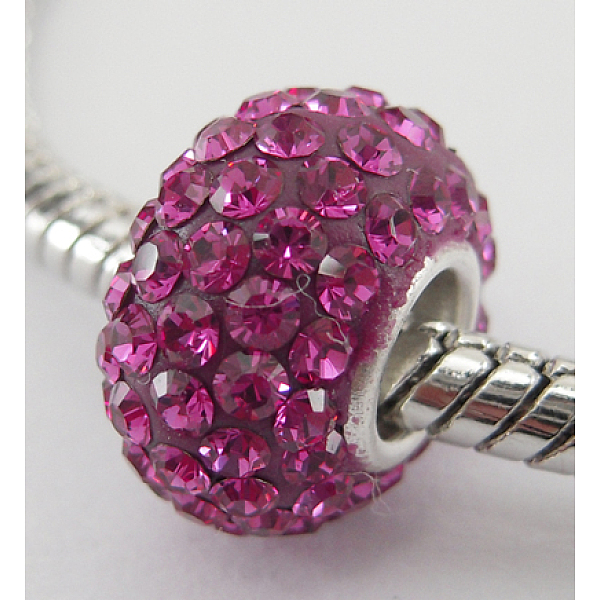 

PandaHall Austrian Crystal European Beads, Large Hole Beads, Sterling Silver Single Core, Grade AAA, Rondelle, 501_Ruby, about 11mm in..., Red