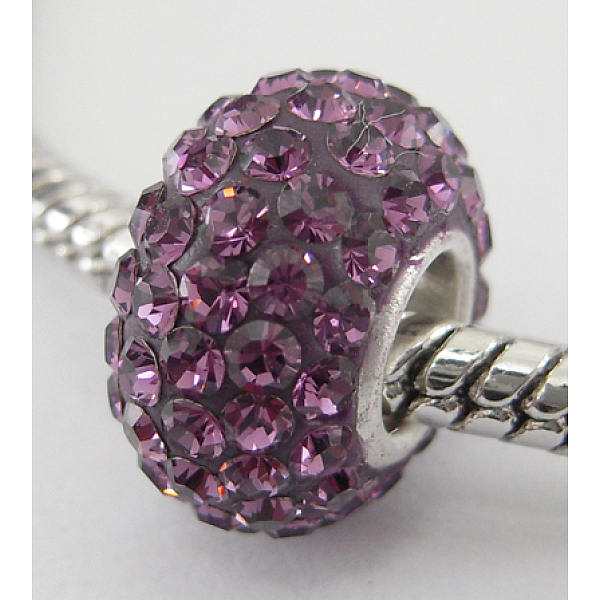 

PandaHall Austrian Crystal European Beads, Large Hole Beads, Sterling Silver Single Core, Grade AAA, Rondelle, 204_Amethyst, about 11mm in..., Purple